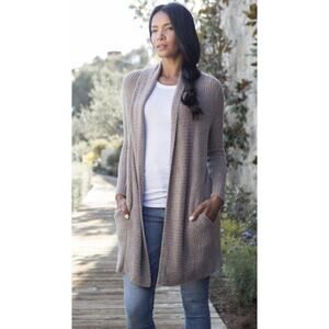 BAREFOOT DREAMS Taupe Driftwood Cozychic Lite Santa Monica Cardigan XL
